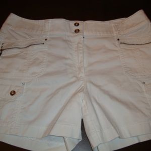 WHBM Utility Zip Short White with Silver Accents